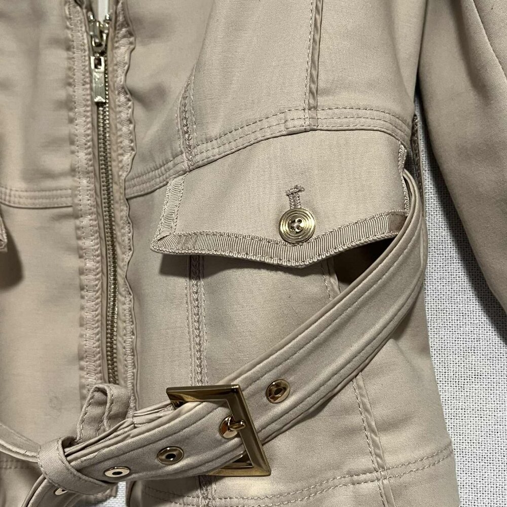 White House Black Market Belted Jacket Tan Lightweight Size 8 - Picture 9 of 13